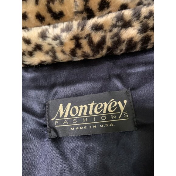 Black Faux Fur Coat Leopard Print Trim Hooded Monterey Fashions 3X RG10187 - Picture 4 of 13